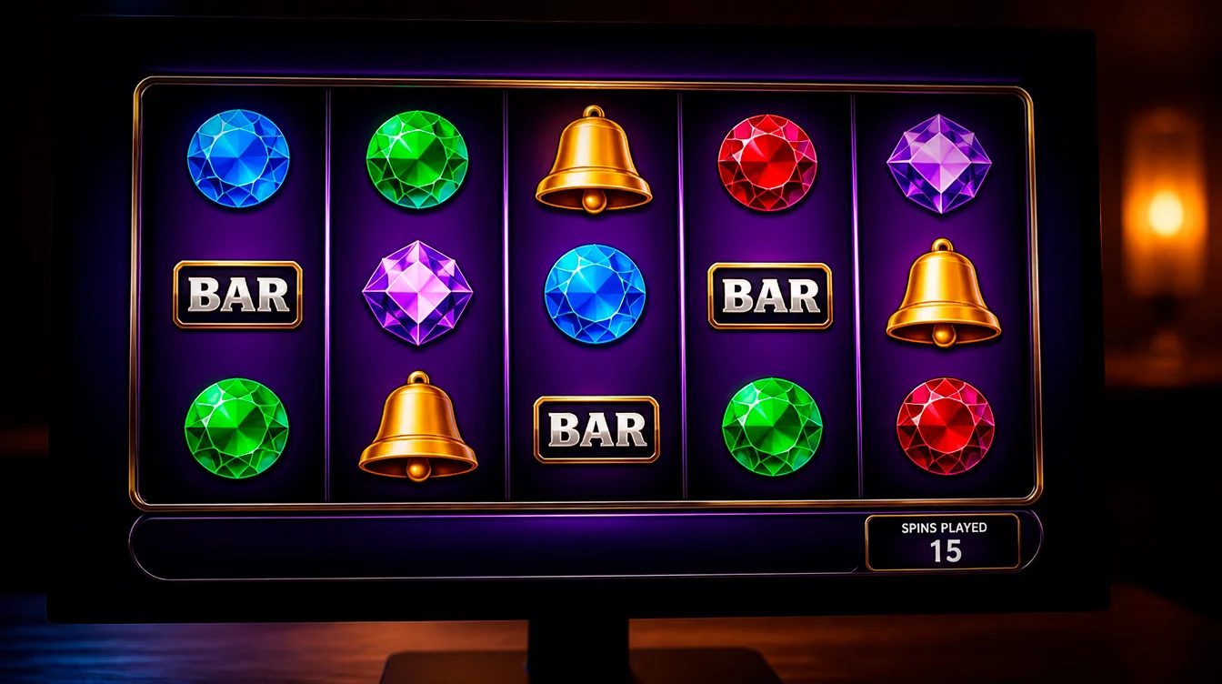 Close-up of online slot reels mid-spin illustrating cumulative turnover during bonus play