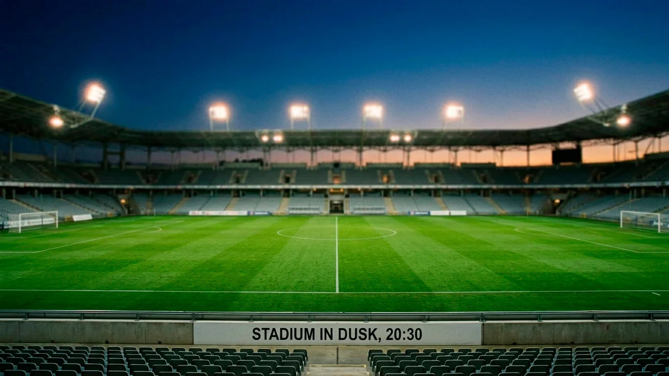 Empty football stadium at evening symbolising sport now separated from casino welcome bonuses