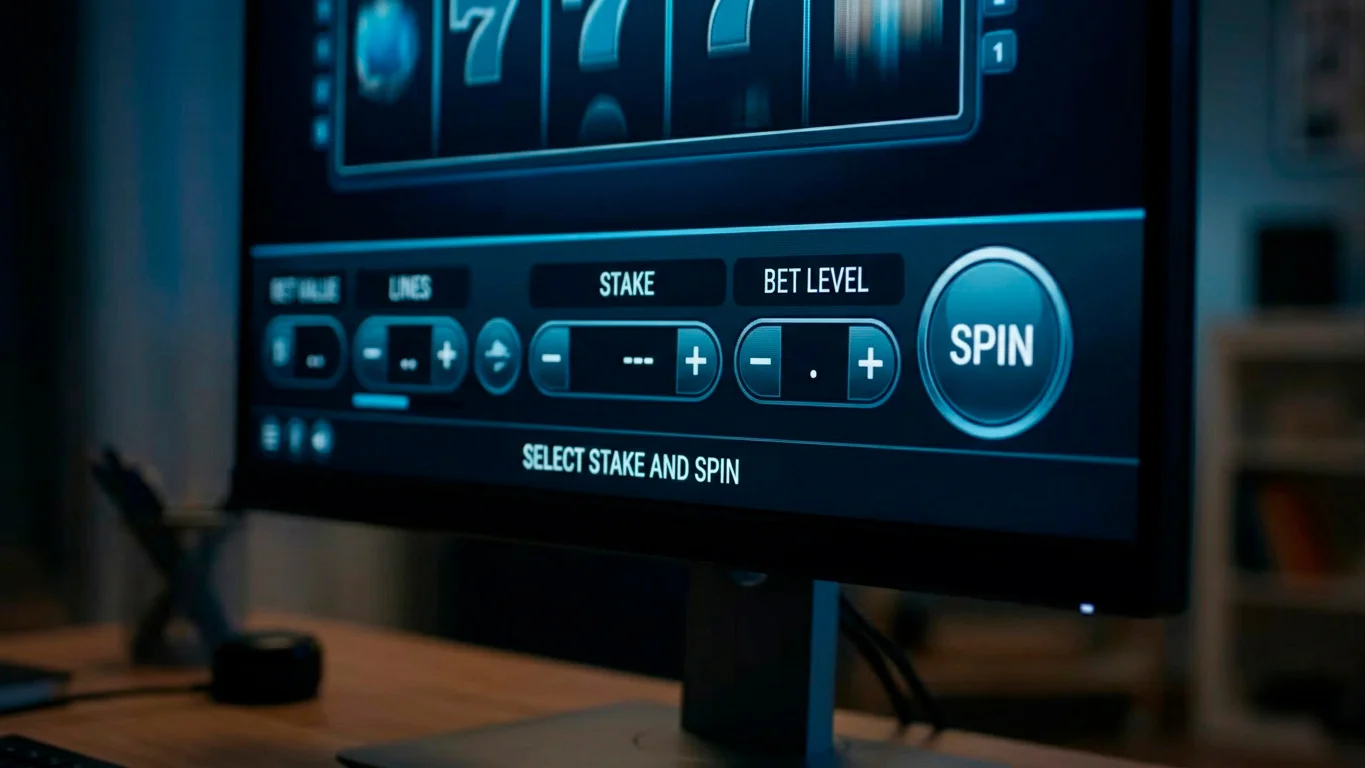 Online slot stake selector interface showing the £5 limit during bonus play