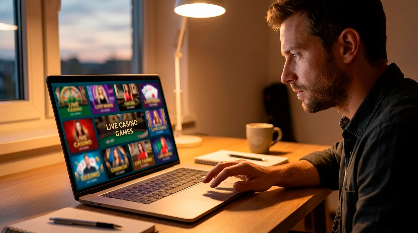 Player selecting dedicated live dealer game from online lobby