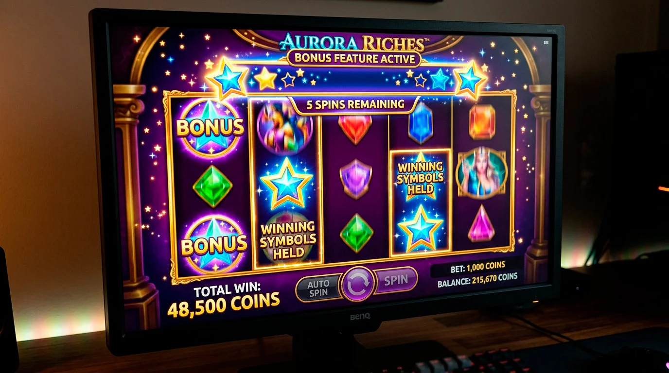 Online slot bonus feature round triggered during welcome wagering