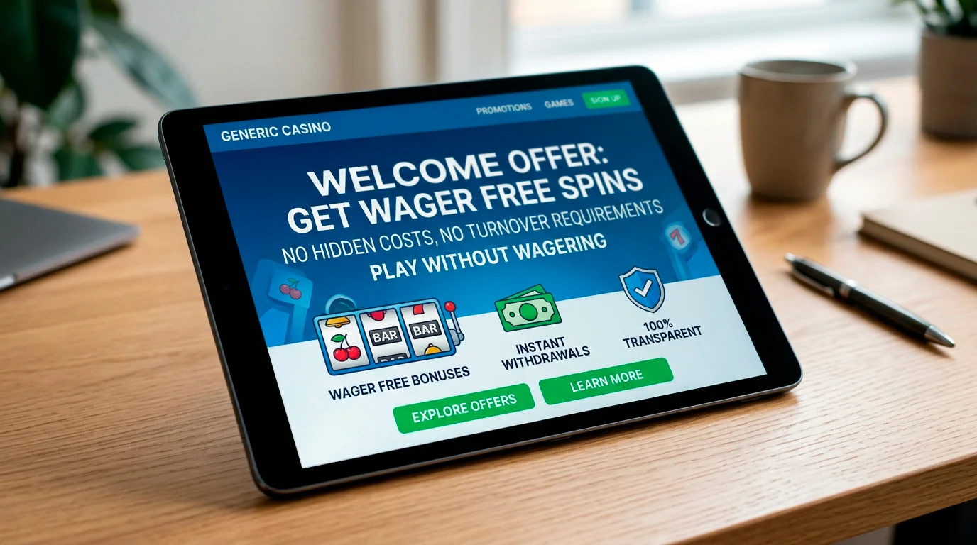 Generic UK operator landing page advertising a wager free welcome offer