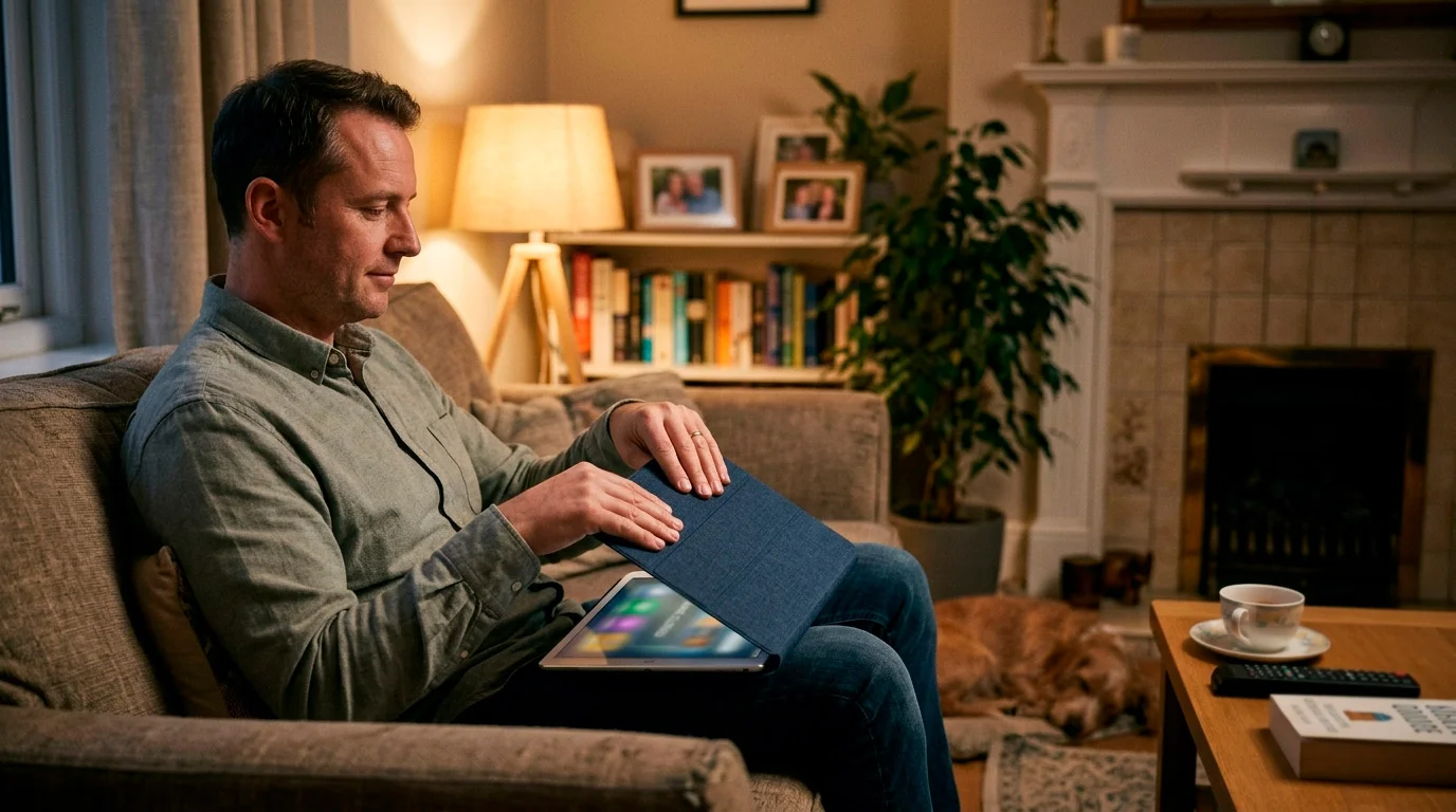 UK player ending a short online slot session on a tablet