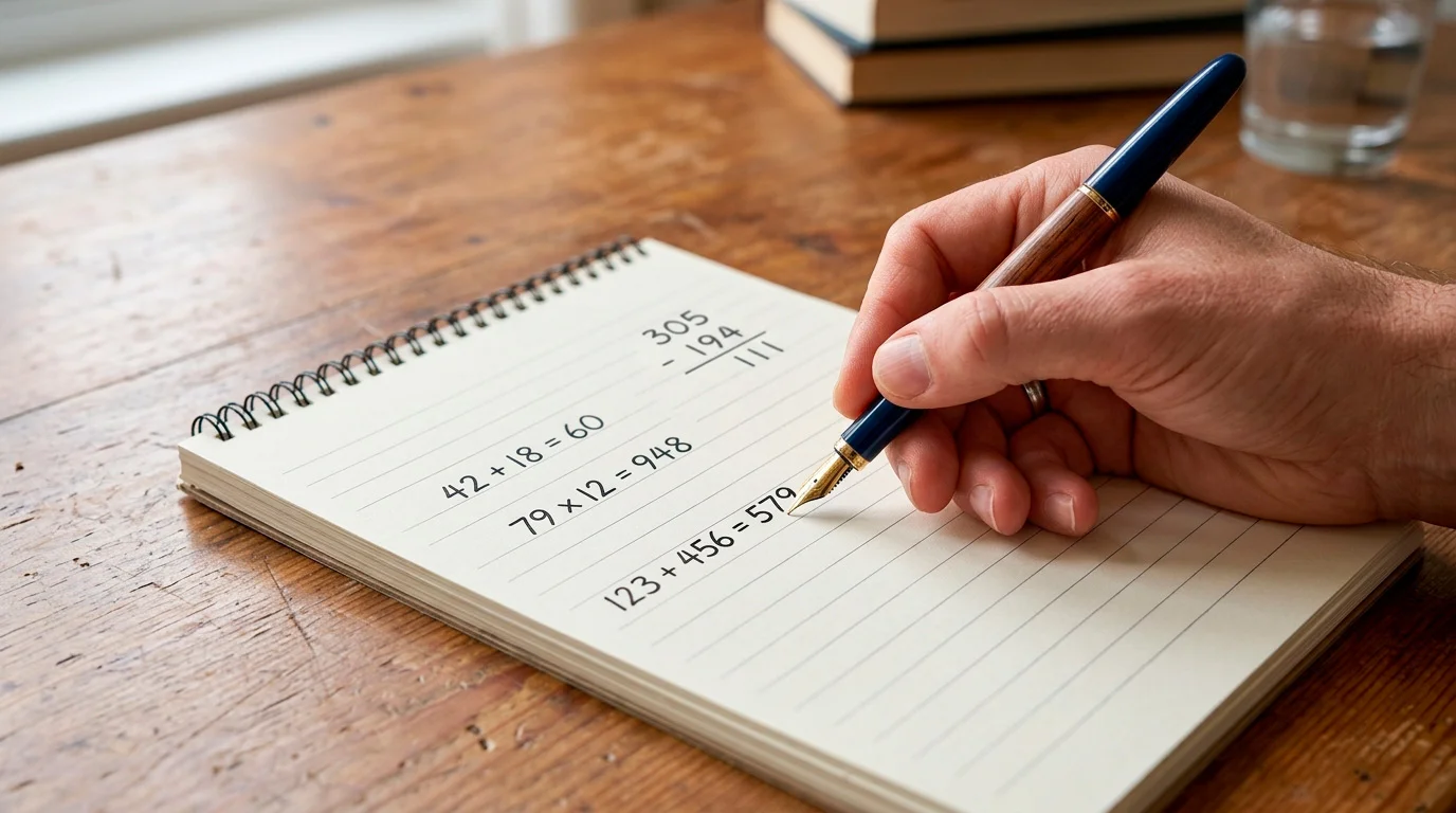 Player working through welcome bonus headline arithmetic on paper