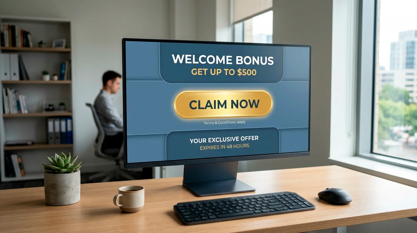 Welcome bonus claim interface with mandatory turnover requirement shown