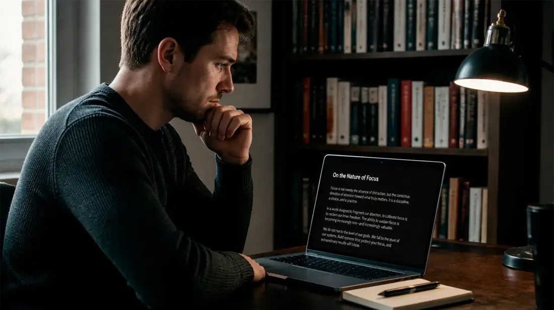 Player reviewing UK casino welcome bonus terms on a laptop in a quiet study