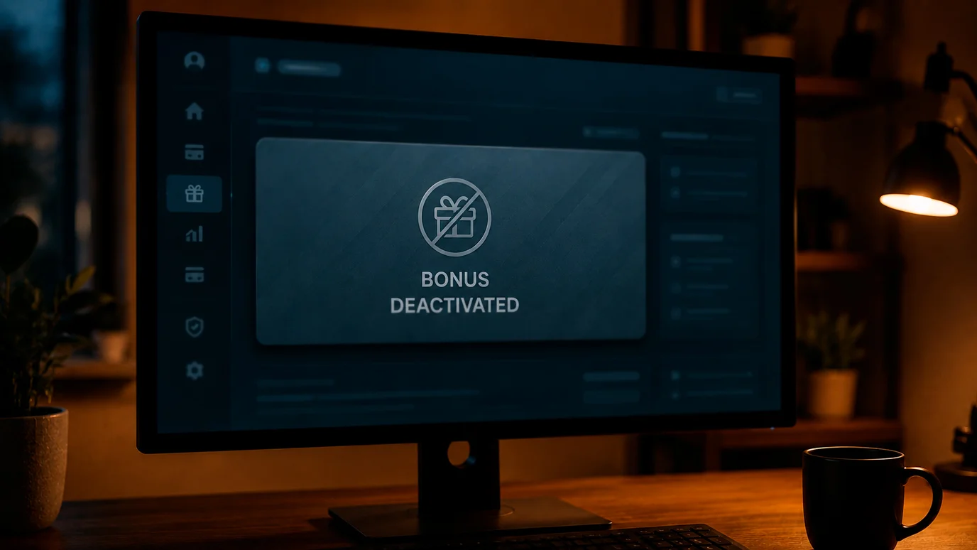 Welcome bonus voided indicator on operator account dashboard